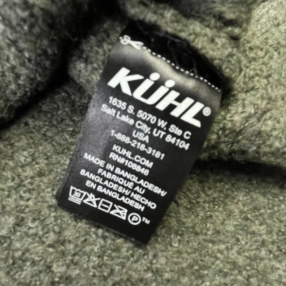 Kuhl Sienna Sweater Womens Large Green Chunky Cable Knit Turtleneck Pullover
